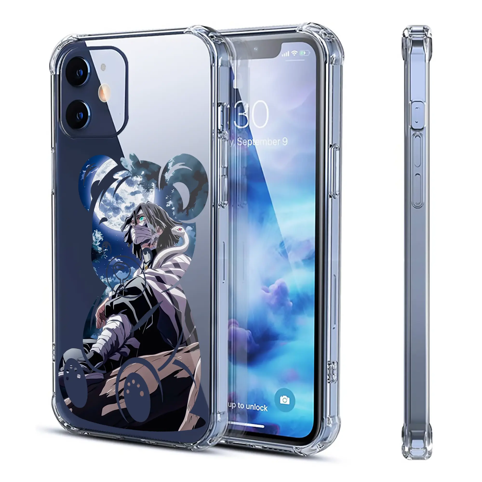 鬼滅の刃 グッズ,伊黒 小芭内 - IPhone 12シリーズ対応 ・ 透明スマホケース ・ クリアソフトケース ・ TPU素材 ・ 耐衝撃 ・ 高密着 ・ 防汚 防指紋 ・ 簡単着脱